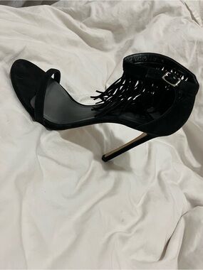 Stuart Weitzman Fringelica Suede 4.5" Heel Slingback Stilettos Size 9